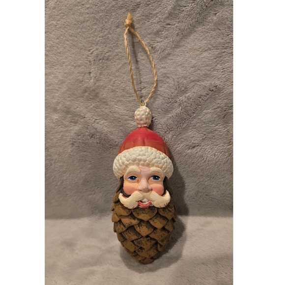 Other - Vintage 2001 Hand Painted Santa Claus Pinecone Christmas Ornament Rustic Holiday